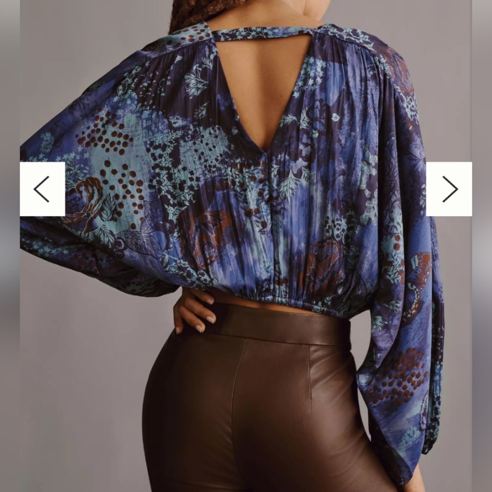 Anthropologie Balloon Sleeve Cropped Blouse